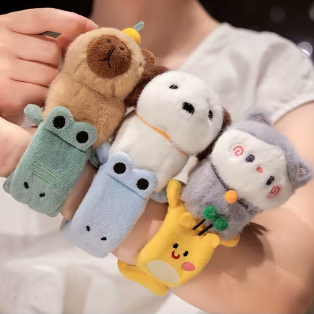 Plush stuffed Cat Dog slap Snap Wrist Band